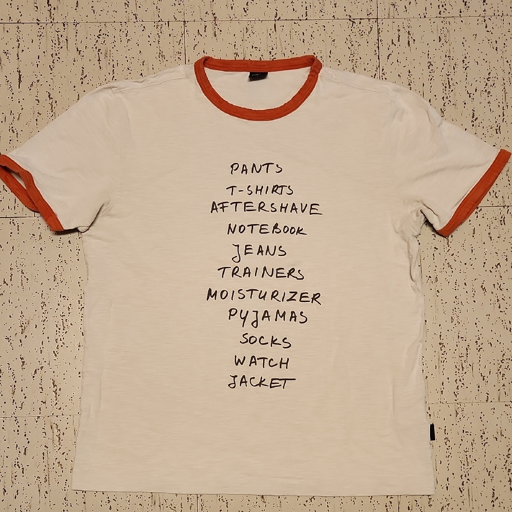 Hugo Boss Cream & Orange Checklist Style Crewneck T-Shirt